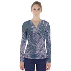 Seaweed Mandala V-neck Long Sleeve Top by MRNStudios