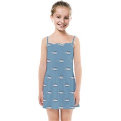 Cartoon Sketchy Helicopter Drawing Motif Pattern Kids  Summer Sun Dress by dflcprintsclothing