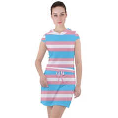 Trans Flag Stripes Drawstring Hooded Dress by WetdryvacsLair