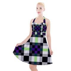 Agender Flag Plaid With Difference Halter Party Swing Dress  by WetdryvacsLair