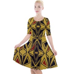 Abstract Pattern Geometric Backgrounds   Quarter Sleeve A-line Dress by Eskimos