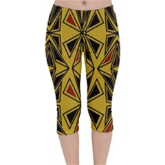 Abstract Pattern Geometric Backgrounds   Velvet Capri Leggings  by Eskimos