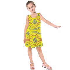 Folk Flowers Print Floral Pattern Ethnic Art Kids  Sleeveless Dress by Eskimos