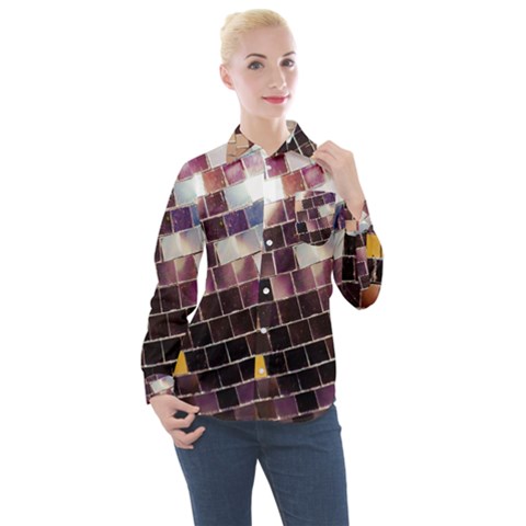 Funky Disco Ball Women s Long Sleeve Pocket Shirt by essentialimage365