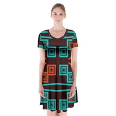 Abstract Pattern Geometric Backgrounds   Short Sleeve V-neck Flare Dress by Eskimos