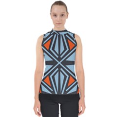 Abstract Geometric Design    Mock Neck Shell Top by Eskimos