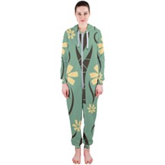 Folk Flowers Print Floral Pattern Ethnic Art Hooded Jumpsuit (ladies) by Eskimos