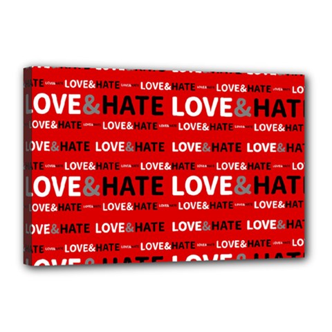 Love And Hate Typographic Design Pattern Canvas 18  X 12  (stretched) by dflcprintsclothing