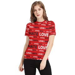 Love And Hate Typographic Design Pattern Women s Short Sleeve Rash Guard by dflcprintsclothing