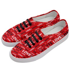 Love And Hate Typographic Design Pattern Women s Classic Low Top Sneakers by dflcprintsclothing
