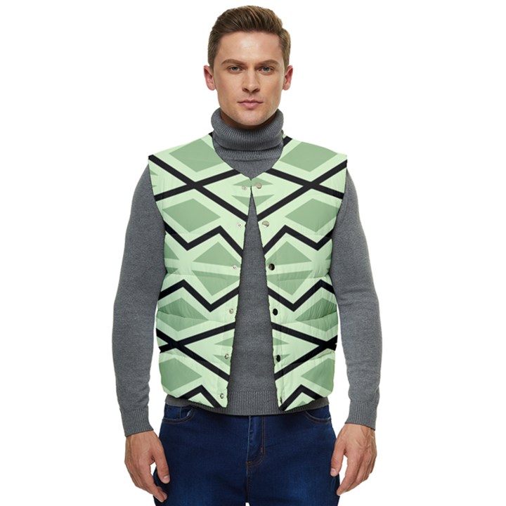 Abstract pattern geometric backgrounds Men s Short Button Up Puffer Vest	