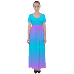 Blue And Pink Ombre High Waist Short Sleeve Maxi Dress by FunDressesShop