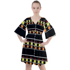Tribal Shapes Black Boho Button Up Dress by FunDressesShop