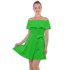 Plain Green Off Shoulder Velour Dress