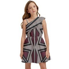Abstract Pattern Geometric Backgrounds Kids  One Shoulder Party Dress by Eskimos