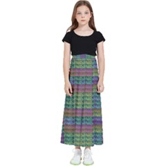 Paris Words Motif Colorful Pattern Kids  Flared Maxi Skirt by dflcprintsclothing