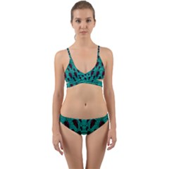 Leaves On Adorable Peaceful Captivating Shimmering Colors Wrap Around Bikini Set by pepitasart