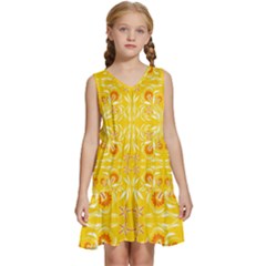 Folk Flowers Print Floral Pattern Ethnic Art Kids  Sleeveless Tiered Mini Dress by Eskimos