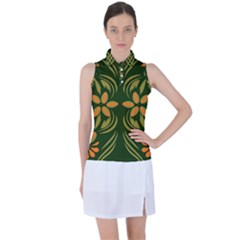 Folk Flowers Print Floral Pattern Ethnic Art Women s Sleeveless Polo Tee by Eskimos