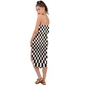 Illusion Checkerboard Black And White Pattern Waist Tie Cover Up Chiffon Dress View2