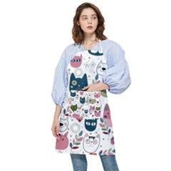Pattern With Cute Cat Heads Pocket Apron