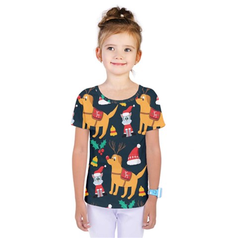 Funny Christmas Pattern Background Kids  One Piece Tee by Jancukart