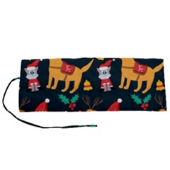 Funny Christmas Pattern Background Roll Up Canvas Pencil Holder (s) by Jancukart