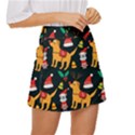 Funny Christmas Pattern Background Mini Front Wrap Skirt View3