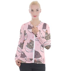 Seamless Pattern Adorable Cat Inside Cup Casual Zip Up Jacket by Jancukart