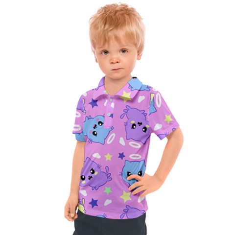 Seamless Pattern With Cute Kawaii Kittens Kids  Polo Tee by Jancukart