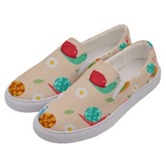 Seamless Pattern Cute Snail With Flower Leaf Men s Canvas Slip Ons