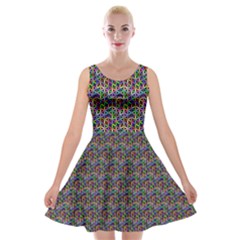 Seamless Prismatic Geometric Pattern With Background Velvet Skater Dress by Jancukart