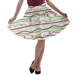 Scribble-pattern A-line Skater Skirt by Jancukart