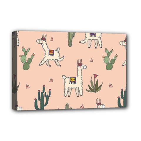 Llamas+pattern Deluxe Canvas 18  X 12  (stretched)