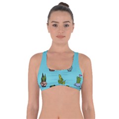 Succulents Teal Back Got No Strings Sports Bra