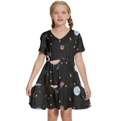 Cute-space Kids  Short Sleeve Tiered Mini Dress by Jancukart