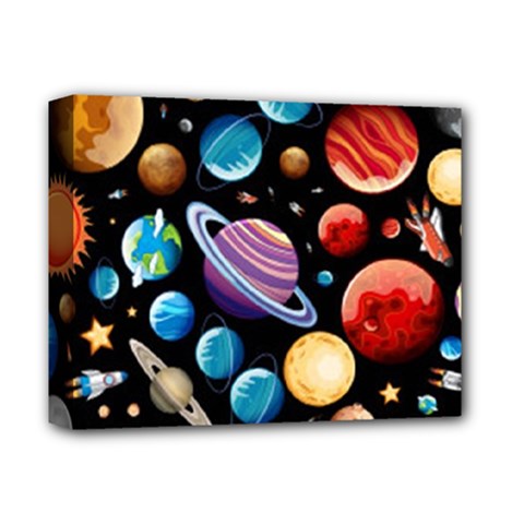 Background-with-many-planets-space Deluxe Canvas 14  X 11  (stretched) by Jancukart