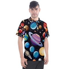 Background-with-many-planets-space Men s Polo Tee by Jancukart