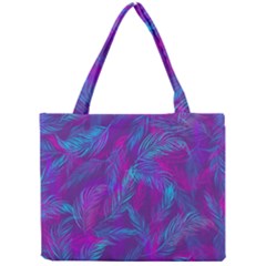 Leaf-pattern-with-neon-purple-background Mini Tote Bag by Jancukart