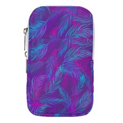 Leaf-pattern-with-neon-purple-background Waist Pouch (small) by Jancukart