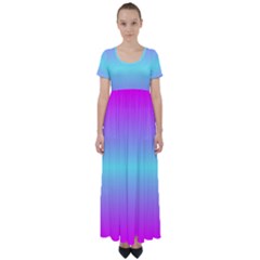 Ombre Pink And Blue High Waist Short Sleeve Maxi Dress by FunDressesShop