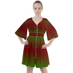 Ombre Green And Red Boho Button Up Dress by FunDressesShop
