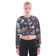 Hand-drawn-pattern-space-elements-collection Cropped Sweatshirt by Jancukart