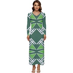 Abstract Pattern Geometric Backgrounds  Long Sleeve Velour Longline Maxi Dress by Eskimos
