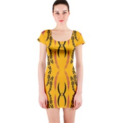 Folk Flowers Print Floral Pattern Ethnic Art Short Sleeve Bodycon Dress by Eskimos