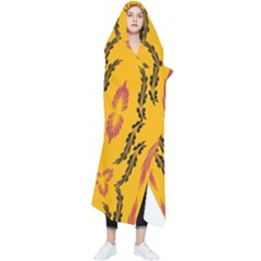 Folk Flowers Print Floral Pattern Ethnic Art Wearable Blanket by Eskimos