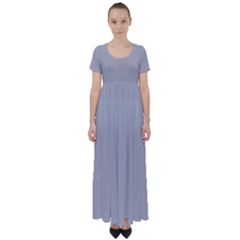 Gray Plain High Waist Short Sleeve Maxi Dress by FunDressesShop