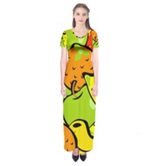 Fruit Food Wallpaper Short Sleeve Maxi Dress