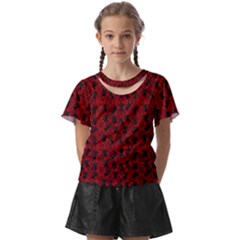 Micro Blood Red Cats Kids  Front Cut Tee by InPlainSightStyle