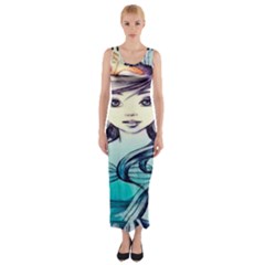 Beautifull Ariel Little Mermaid  Painting Fitted Maxi Dress by artworkshop